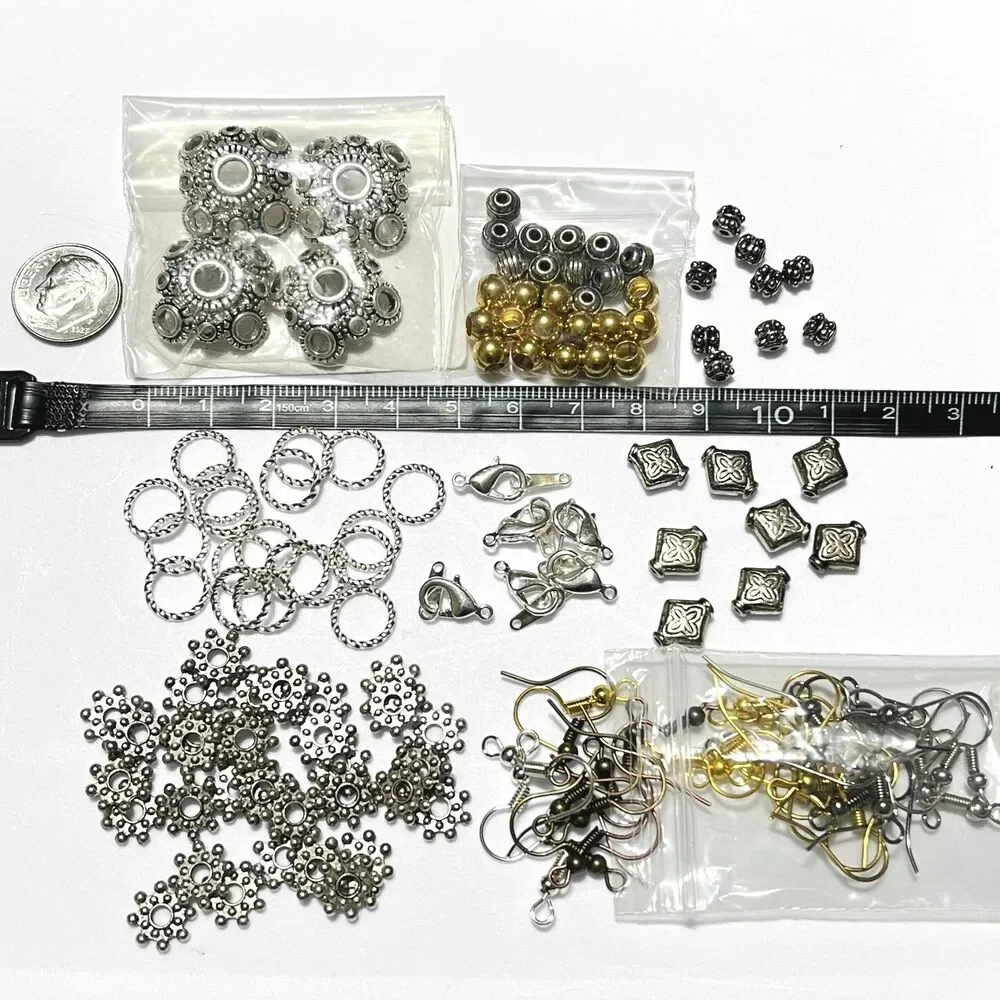 Lot Beads Jewelry Supplies Variety Glass Stone Shell MOP Metal Findings Charms